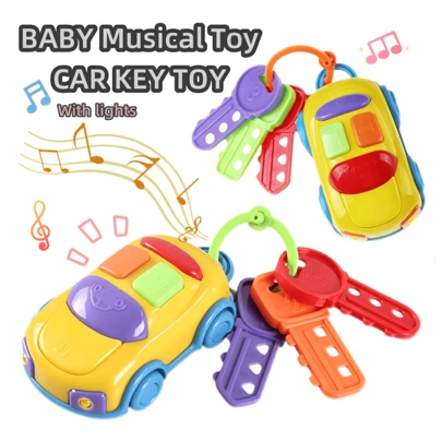 1pc Infant Simulation Car Key Toy With Music, Sound, And Lights, With Movable Wheels For Early Education And Playtime, Detachable Key Design Suitable For Boys And Girls (Some Parts Randomly Colored)
