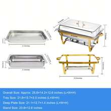4 Pack 8QT Chafing Dish Buffet Set Stainless Steel Food Warmer Chafer Complete Set, Chafing Fuel Holder For Party Catering, All Hallows' Day - Gold - View 3