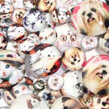 10 cái/gói thủy tinh Cabochon Giáng sinh các loại, cây tròn, mèo, chó, bướm, thẻ trang sức in hình hươu, đá, đồ thủ công DIY - Trộn màu ngẫu nhiên - Xem 20