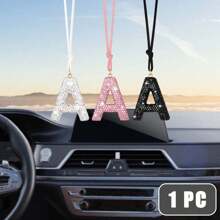 1 chiếc mặt dây chuyền hình trái tim rỗng đính đá Rhinestone hình chữ A trang trí gương chiếu hậu ô tô, mặt dây chuyền hình trái tim rỗng đính đá Rhinestone mới - Một cỡ - Xem 2