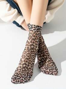 1 双豹纹袜子，时尚透气舒适短袜，女士长袜和袜子 - 彩色 - 查看 5