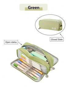 1 创意三层双窗口大容量铅笔盒，办公和学习的桌面收纳盒，男女通用的文具盒，便携式铅笔收纳袋，铅笔盒，学习礼物 - 彩色 - 查看 17