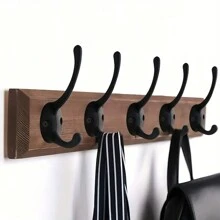 4/6/8/10/12 piezas Gancho doble retro montado en la pared con tornillos para abrigos, bufandas, bolsos, toallas, llaves, sombreros y tazas - Ganchos negros prácticos y elegantes