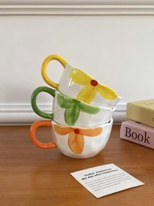 1 bộ cốc và đĩa sứ họa tiết hoa nguyên bản 220ml, cốc và đĩa cà phê thủ công họa tiết hoa vẽ tay, đồ uống gia dụng sáng tạo chất lượng cao dùng để trang trí nhà cửa, tiệc tùng, trà chiều, bữa sáng, sữa chua, quà tặng ngày lễ tình nhân - Nhiều màu - Xem 8