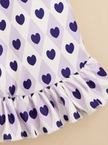 1pc Vintage Heart & Diamond Pattern Sleeveless Teddy Dress, Lightweight Summer Outfit For Small Dogs Like Pomeranian & Bichon Frise - Purple - View 6