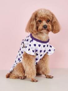 1pc Vintage Heart & Diamond Pattern Sleeveless Teddy Dress, Lightweight Summer Outfit For Small Dogs Like Pomeranian & Bichon Frise - Purple - View 3