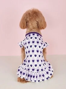 1pc Vintage Heart & Diamond Pattern Sleeveless Teddy Dress, Lightweight Summer Outfit For Small Dogs Like Pomeranian & Bichon Frise - Purple - View 7