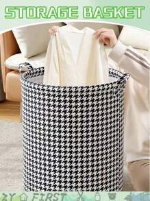 1 pieza Cesta de almacenamiento con patrón de guinga, cesta de ropa sucia plegable para baño, cesta de almacenamiento, cesta de ropa sucia para el hogar, cubo de cesta de lavandería, decoración de la habitación