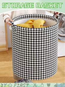 1 pieza Cesta de almacenamiento con patrón de guinga, cesta de ropa sucia plegable para baño, cesta de almacenamiento, cesta de ropa sucia para el hogar, cubo de cesta de lavandería, decoración de la habitación