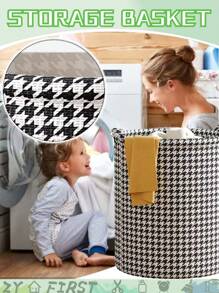 1 pieza Cesta de almacenamiento con patrón de guinga, cesta de ropa sucia plegable para baño, cesta de almacenamiento, cesta de ropa sucia para el hogar, cubo de cesta de lavandería, decoración de la habitación