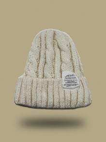 1 件装经典罗纹针织帽时尚糖果色骷髅帽弹力保暖针织帽翻边无檐帽男女皆宜 - 針織帽 - 查看 10