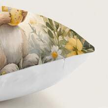 1pc Easter Bunny & Colorful Eggs Print Throw Pillow Cover, Watercolor Style, 17.7*17.7in, Home Decor Cushion Cover For Living Room, Sofa, Bedroom, Inner Pad Not Included