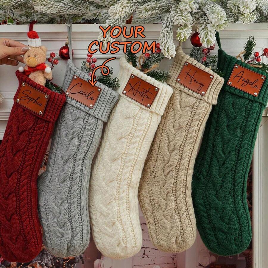 Personalized Family Christmas Stockings, 2025 Family Stockings With Names, Holiday Stockings, Custom Knitted Stockings, Holiday Decorative Gifts, Engraved With His Name, Perfect Christmas Gift,Festive Calendar - Multicolor - View 1