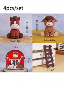 1pc Idyllic Farm Series Cake Decoration Ornament Pony Piggy Chick Duck Haystack Soft Rubber Doll Baking Cake Decoration Supplies