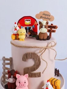 1pc Idyllic Farm Series Cake Decoration Ornament Pony Piggy Chick Duck Haystack Soft Rubber Doll Baking Cake Decoration Supplies