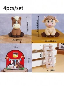 1pc Idyllic Farm Series Cake Decoration Ornament Pony Piggy Chick Duck Haystack Soft Rubber Doll Baking Cake Decoration Supplies