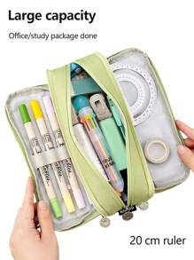 1 创意三层双窗口大容量铅笔盒，办公和学习的桌面收纳盒，男女通用的文具盒，便携式铅笔收纳袋，铅笔盒，学习礼物 - 彩色 - 查看 5