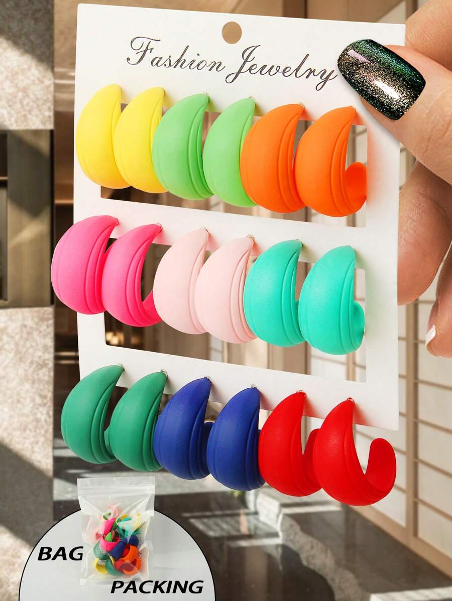 9 Của Đầy màu sắc Hình dạng Bông tai stud - Nhiều màu - Xem 1