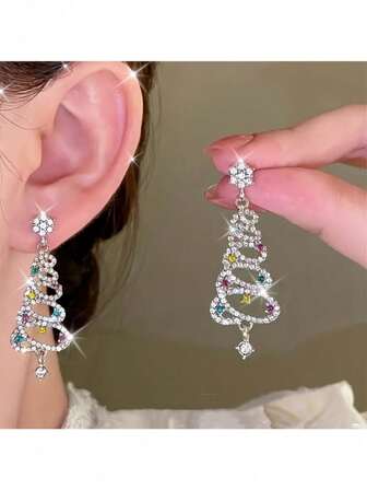 1 Pair Christmas Tree Earrings - Women Dangle Earrings Christmas Tree Earring Decoration Gift For Her, Christmas