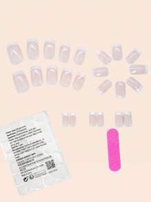 Get Glamorous With 24Pcs Medium Square Shape Nails Minimalist White French Premium Daily Fake Nails Full Coverage Fake Nail Tips For Women And Girls Includes Nail Salon With 1 Piece Of Jelly Gel And 1 File Strip Jelly Glue Is Randomly Shipped Press On Nails Nail Supplies Nails