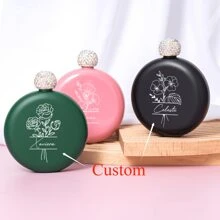 Personalise Premium Stainless Steel Flask,Customized Round Flask,Bridesmaids Wedding Party Gifts,Stylish Personalized Gift For Her,Christmas Gifts