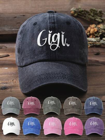 1pc Outdoor Embroidery Letter Heart Washed Baseball Cap, Casual Sun Protection Hat Suitable For Boys & Girls, Spring/Autumn Travel Beach Holiday