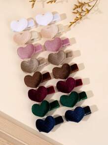 Bộ 16 kẹp tóc hình trái tim nhiều màu sắc cho bé gái, kẹp tóc nhung nén cho trẻ em, phụ kiện tóc dễ thương cho trẻ mới biết đi, quà tặng mùa thu đông - Nhiều màu - Xem 1