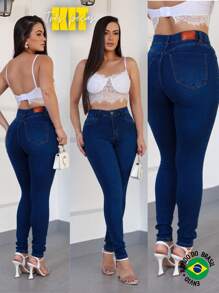 Kit 3 Skinny Women's Jeans High Waist Lycra Butt Lifting Pants With Lycra High Waist Tight Pants With Elastane - Nhiều màu - Xem 8