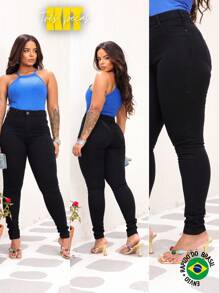Kit 3 Skinny Women's Jeans High Waist Lycra Butt Lifting Pants With Lycra High Waist Tight Pants With Elastane - Nhiều màu - Xem 6