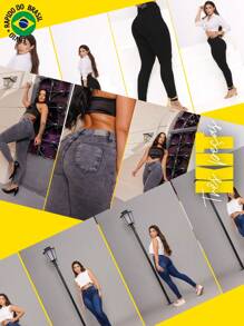 Kit 3 Skinny Women's Jeans High Waist Lycra Butt Lifting Pants With Lycra High Waist Tight Pants With Elastane - Nhiều màu - Xem 2