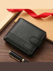 1 pieza Cartera corta para hombre, monedero de cierre con cremallera de piel de PU, adecuado para adolescentes, casual al aire libre, deportivo, vacaciones, viajes, regalos de graduación, accesorios de cumpleaños