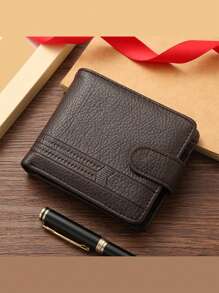 1 pieza Cartera corta para hombre, monedero de cierre con cremallera de piel de PU, adecuado para adolescentes, casual al aire libre, deportivo, vacaciones, viajes, regalos de graduación, accesorios de cumpleaños