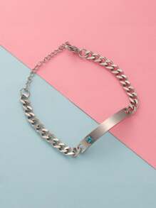 1 件时尚朋克镀金不锈钢个性化激光名字字母手链 适合男女情侣礼物 - 彩色 - 查看 12