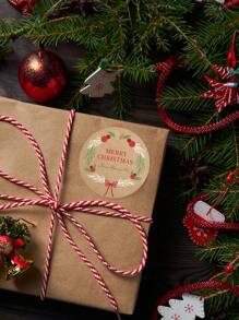 12/24/40pcs Customized Christmas Gift Kraft Paper Stickers, Personalized Name Text Christmas Gift Labels, Diy Label Circular Stickers With Flower Design, Vintage Christmas Sticker Gift Packaging Label Paper, Holiday Self-Adhesive Christmas Gift Labels, Christmas Personalized Gift Decoration, Party Small Gifts, Scene Decoration And Unique Christmas Gifts, Suitable For Gift Boxes - Multicolor - View 4