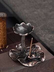 1PC Solid Brass Lotus Frog Carp Backflow/Dharma Patriarch Incense Burner Censer Holder Ornaments Sandalwood Burner Reflux Incense Stick Holder Rama Decoration - Multicolor - View 4