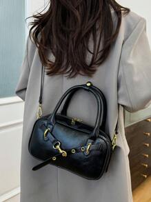 [Christmas Present] TOUTOU Bowling Bag Boston Bag High-Quality Autumn And Winter Crossbody Bag Solid Color Bridal Wedding Bag Valentine's Day Gift Bag Bag