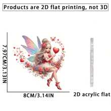 1 件亚克力扁平花瓣心形卡通汽车吊坠，适合节日礼物 - 彩色 - 查看 6