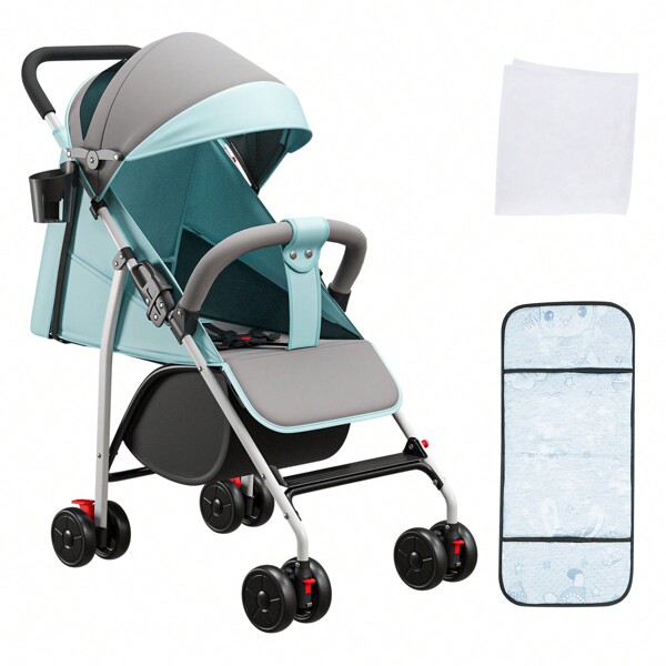 Chariot pliant, chariot compact, 4 roues EVA avec freins, 2 en 1, jusqu'à 30 kg, noir/gris/rose/bleu