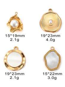 1 件优雅贝壳珍珠不对称不锈钢吊坠配件，DIY 项链耳环配件 - 貝殼珍珠diy吊墜 - 查看 6