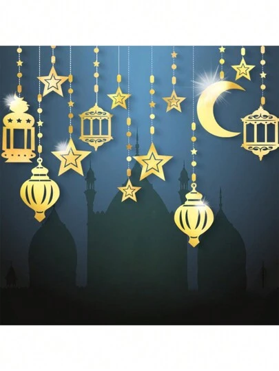 节日挂饰 星星、新月、灯笼串饰、斋月