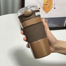 1 个定制名字咖啡杯，新款时尚便携式不锈钢双层隔热咖啡杯，带吸管、防溢盖、硅胶吸管，400 毫升/13.5 盎司，独特的个人礼品杯 - 多色 - 查看 3