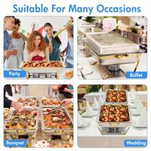 4 Pack 8QT Chafing Dish Buffet Set Stainless Steel Food Warmer Chafer Complete Set, Chafing Fuel Holder For Party Catering, All Hallows' Day - Gold - View 4