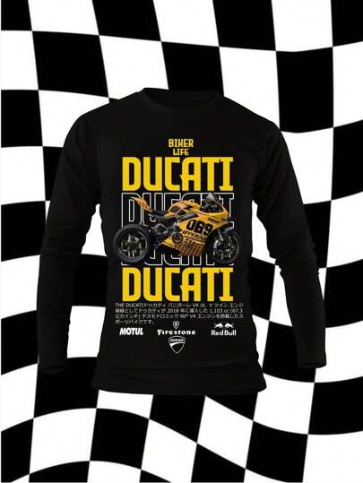 playera manga larga biker motociclista DCATI AMARILLA fashion moto