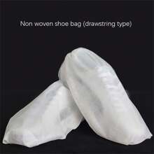 10pcs/Pack Portable Drawstring Non-Woven Fabric Shoe Storage Bag, Dust-Proof White Shoe Covers