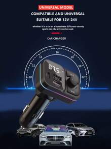 Reproductor de MP3 Bluetooth para automóvil y cargador USB múltiple para automóvil de 3.1A con luces de colores, conexión inalámbrica Bluetooth V5.3