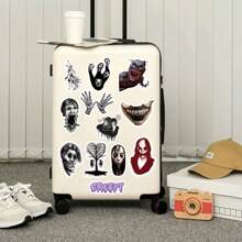 65 件 CREEPY 贴纸包，卡通恐怖涂鸦贴纸，适用于水瓶、笔记本电脑、手机、滑板、吉他、行李箱、剪贴簿、头盔、派对用品装饰品 - 黑與白 - 查看 6