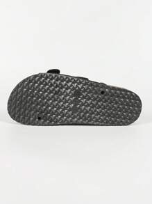 Large Nouvelles mules noires moelleuses, casual pour l'intérieur/extérieur, utilisation en vacances à la plage, mules femmes souples et duveteuses à texture de liège