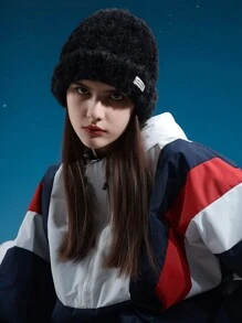 1件秋冬季户外滑雪毛绒保暖帽子护耳露脸小巧好看潮流 - 彩色 - 查看 8