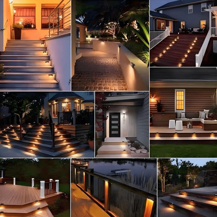 Outdoor Solar Powered Railing Stair Lights Yard Pathway Staircase Decor ...