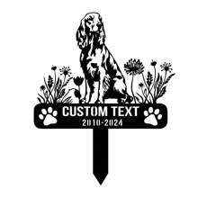 1 件定制爱尔兰塞特犬纪念桩，狗桩金属标牌，定制杰克罗素梗犬金属纪念花园桩，个性化宠物户外桩，动物花园桩，庭院金属桩 - 黑色 - 查看 13